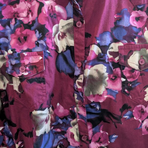 iJeans by Buffalo Floral Button Up Western Button Down Cotton Top Size XL - Picture 5 of 6
